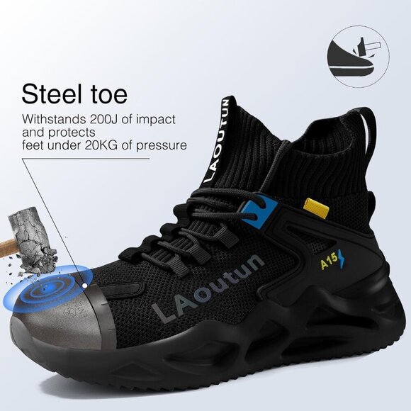 Men\'s Black Lightweight Comfortable Safety Shoes, Puncture Resistant Work Shoes main image 4